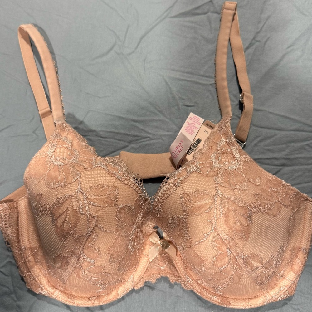 Victoria's Secret Floral Lace Bra - Beige/pink